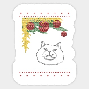 heavy breathing - cat ugly christmas sweater Sticker